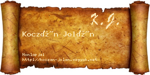 Koczán Jolán névjegykártya