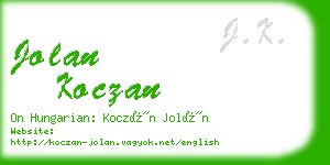 jolan koczan business card